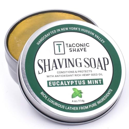 Taconic Lavender Natural Shaving Soap Puck, Rich Lather | Calming lavender aroma pairs with moisturizing natural oils to build rich protective lather for a comfortable wet shave.