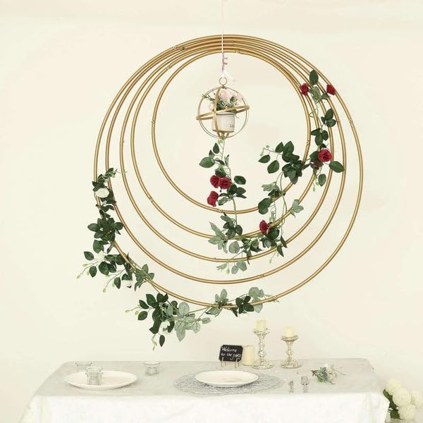 Tableclothsfactory 24" Heavy Duty Gold Metal Floral Hoop Wreath Hanging Rings for Wedding Party Decoration
