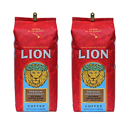 Lion Coffee 24K Gold Roast 100% Kona Ground Coffee, Medium-Light Roast, A Taste of Aloha - 7 Ounce Bag