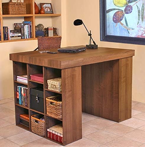 Venture Horizon Project Center Desk with Two 9-Cubby Bookcase (Oak)