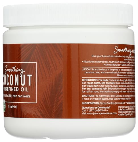 Jason Organic Unrefined Oil, Smoothing Coconut, 15 Oz