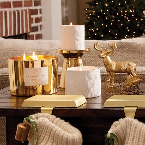 Thymes Frasier Fir Gilded Gold 3-Wick Candle - Scented Candle with a Crisp Just-Cut Forest Fragrance - Luxury Home Fragrance - Elegant Holiday