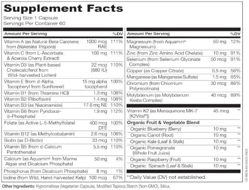 NATURELO Multivitamin for Men - One Daily, 60 Vegetarian Capsules | Vitamins, minerals & organic whole foods, non-GMO