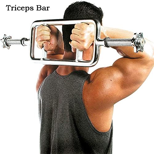 uyoyous 34'' Olympic Triceps Bar Solid Weight Bar with 2 Ring Collars