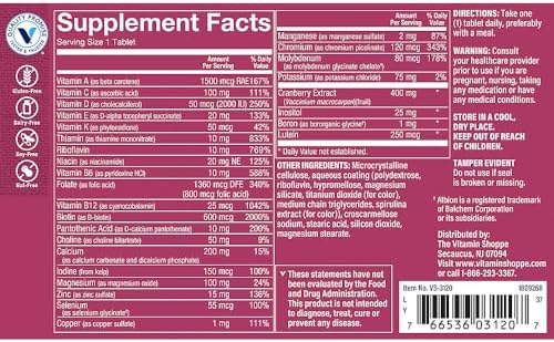 The Vitamin Shoppe Once Daily Women's Multivitamin with No Iron | 2, 000IU Vitamin D3, Multi-Mineral Supplement | Supports Energy Production