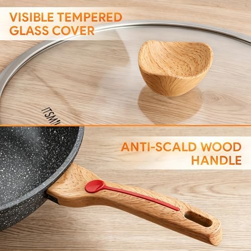 ITSMILLERS Nonstick Wok Aluminium Die-casting Chinese Wok, Scratch Resistant With Lid and Spatula, PFOA-Free, Dishwasher Safe & Induction Bottom