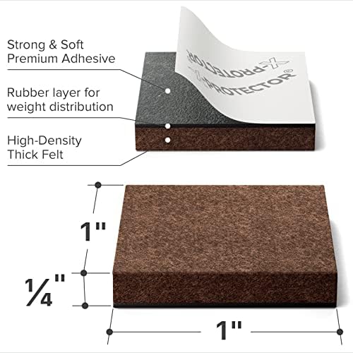 16 Heavy-Duty Felt Furniture Pads 2” 1/4” Thick X-Protector Round Felt Pads | for Furniture Feet - The Best Felt Floor Protectors for Furniture to Prevent Scratches. Protect Your Hard Floor! (Brown)