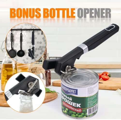 Side Cut Can Opener, Smooth Edge Manual Can Opener, Black