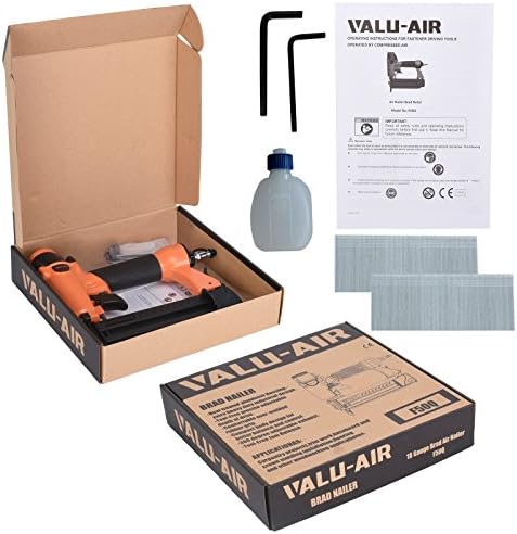 F50Q 18 Gauge Pneumatic Brad Nailer 3/8” to 2” for Cabinet, Trim, Baseboard, Chair Rail, and Finish Work (Needs An Air Compressor)