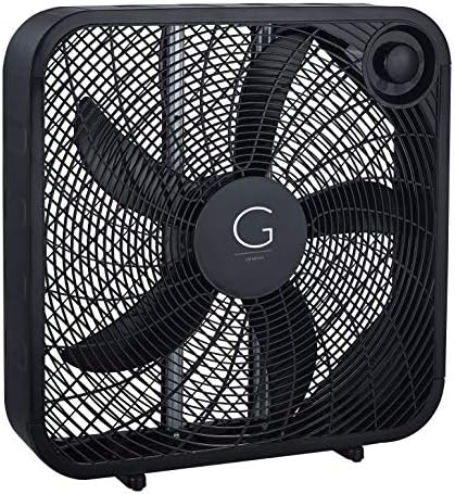 Genesis 20" Box Fan, 3 Settings, Max Cooling Technology, Carry Handle, Black (G20BOX-BLK)