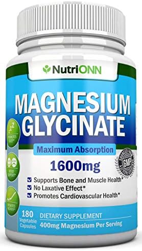 Magnesium Glycinate - 1600 mg - 180 Vegan Capsules - Maximum Absorption - Chelate Vegan Supplement - High Bioavailability - Great for Heart Health