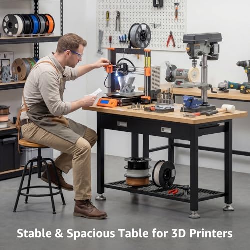 39.4" Workbench with Drawer and Pegboard - Heavy Duty Steel Garage Work Table, Small Tool Bench for Workshop, Woodworking, Crafting & Repair