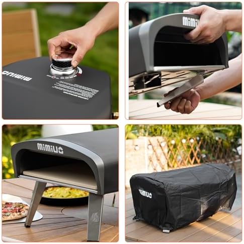Mimiuo 12" Gas Pizza Oven Outdoor 33Lbs – 60S Bake, w/Stone, Peel & Cover