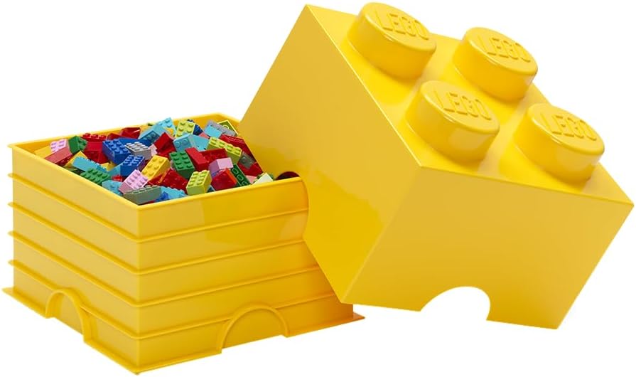Room Copenhagen LEGO Storage Brick Drawer 4, 9-3/4 x 9-3/4 x 7-1/8 Inches, Bright Yellow (4003) | Stackable Storage Box Storage with Lid Toy Organization Home Decor Office Kids Room