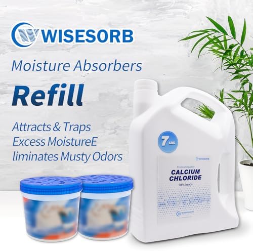 Wisesorb 7 LBS Calcium Chloride Desiccant, Moisture Absorbers Refill Beads - Fragrance Free, Moisture Absorber Refill