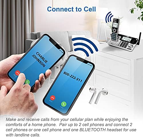 VTech VS113-5 Extended Range 5 Handset Cordless Phone for Home with Call Blocking, Connect to Cell Bluetooth, 2" Backlit Screen, Big Buttons