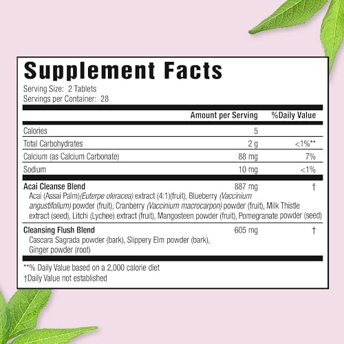 Applied Nutrition 14-Day Acai Berry Cleanse 56 Tablets Pack of 2 | Weight Management Support Flush + Milk Thistle | Bloating & Digestive Support | Cascara Sagrada | 2 X 56 Tablets