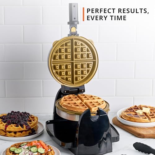 KRUPS 4-Slice Belgian Waffle Maker: Stainless Steel, 5 Browning Levels, Audible Ready Beep, Removable Plates, 1200W, Silver/Black, Large Waffle Maker Family Size, Great for Family Breakfasts