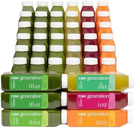 Raw Generation Skinny Juice Cleanse, 5-Day, 30 Cold-Pressed Juice Bottles | Clean ingredients, no added sugar or sweeteners, fruit & vegetable blends, 19g daily protein, at-home reset, cravings support