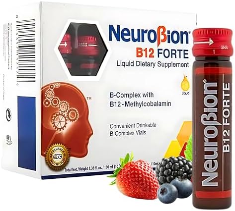 Neurobion Forte Vitamin B12 Methylcobalamin B6 B2 Niacin Liquid Shots Daily Energy & Nervous System Support Complex Easy Oral Drinkable10 Vials