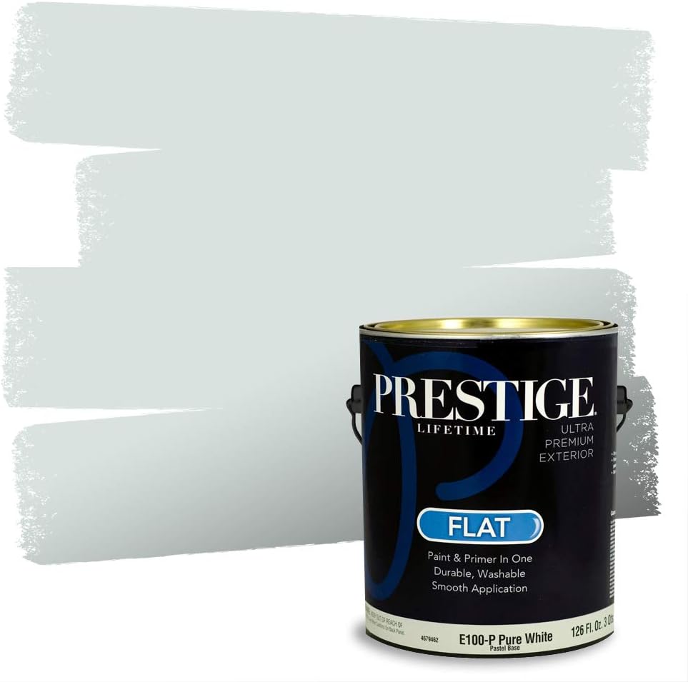 PRESTIGE Paints E100-T-SW6241 Exterior Paint and Primer in One, 1-Gallon, Flat, Comparable Match of Sherwin Williams Aleutian, 1 Gallon, SW18-Aleutian
