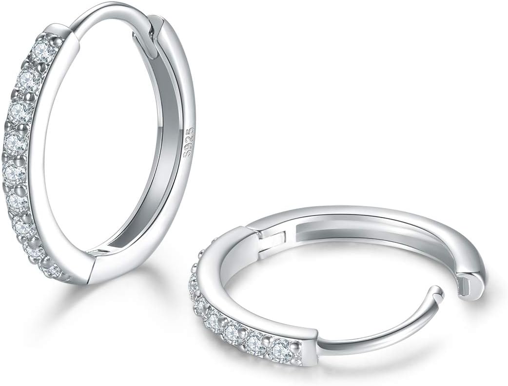 Dlihc 6 Pairs Sterling Silver Hoop and Stud Earrings Set for Women Men