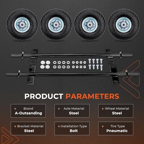 10-Inch Pneumatic Tires Generator Wheel Kit (4 PCS) Compatible with Harbor Freight Predator 6500 8750 9000 Watts, Heavy Duty All-Terrain Cart Wheels