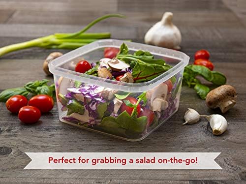 NYHI 32 oz 20 Pack Square Clear Deli Containers with Lids Disposable BPA Free Square Plastic Food Storage Containers with Lids Airtight for Meal