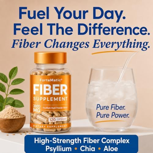 Psyllium Husk Capsules 3000mg – Fiber Supplement for Digestive Health, Gut Health & Regularity, Soluble Fiber Supplement with Aloe Vera