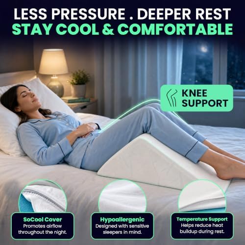 The Angle Wedge Pillow – Leg & Knee Pillow Wedge for Sciatica Pain Relief, Body Pain, Lumbar Decompression – Triangle Foam Cushion Bed Bolster for Lower Back Support, Small | Leg and Knee Pillow Wedge, Body Pain, Lumbar Decompression, Triangle Foam Cushi…