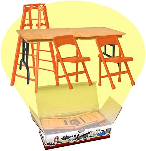 Ultimate Ladder, Table & Chairs Orange Playset for Wrestling Action Figures | Create High-Impact Matches with an Orange Breakable Table