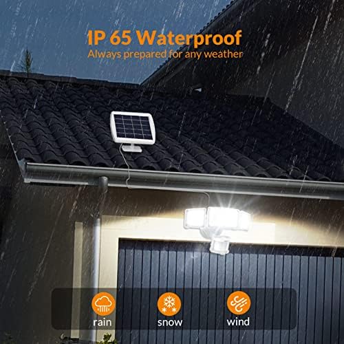 LEPOWER Solar LED Security Lights, PIR Motion Sensor Outdoor, 1600LM, Yard | 5500K Daylight, 72FT180° Motion Sensor Flood Light, 3 Adjustable Head, Easy Install, IP65 Waterproof for Porch, Patio, Garage