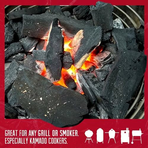 Rockwood Natural Lump Charcoal – Hardwood Lump Charcoal - 20 lbs, 1 Pack | Hardwood Lump Charcoal with Blend of Oak, Hickory & Cherry - Clean Burn, High Heat Grilling & Smoking - For Kettle & Kamado