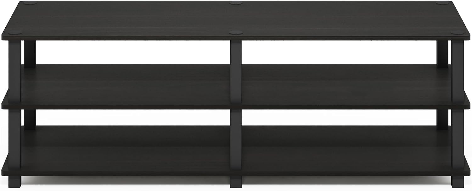 Furinno Turn-S-Tube No Tools 3-Tier Entertainment TV Stands, Dark Cherry and Black