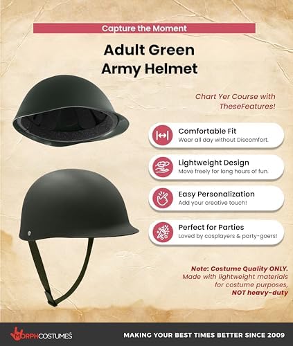 Nicky Bigs Novelties Military Helmet, US Army Helmet, WW2 Helmets, Army Hat, Green Helmets, US Soldier Costume