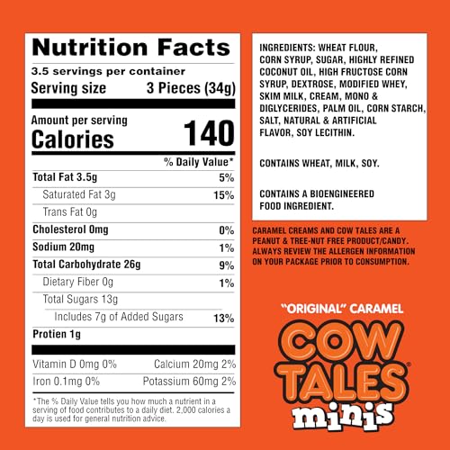 Goetze's Candy Vanilla Cow Tales Minis, 4 oz Bag