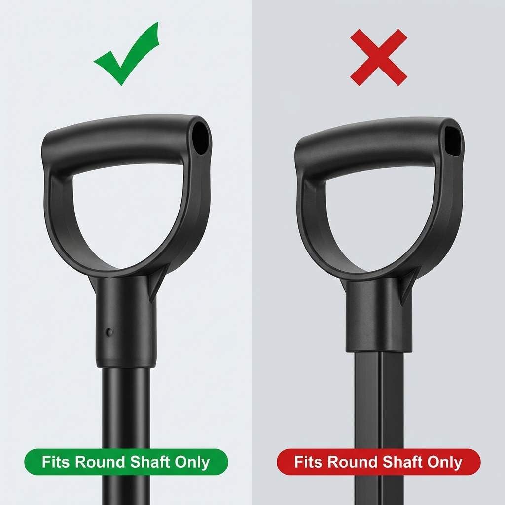 QWORK Shovel Grip Handle, 1-1/8" Inside Diameter PVC D-Shaped Grip Shovel Handle Replacement for Digging Raking Tools