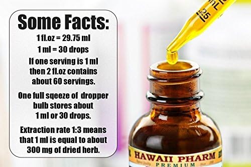 Hawaii Pharm Spirulina Alcohol-Free Liquid Extract, Professional Grade, Small Batch Crafted Spirulina (Arthrospira platensis) Dried Algae Glycerite Natural Herbal Supplement, 2 fl.oz