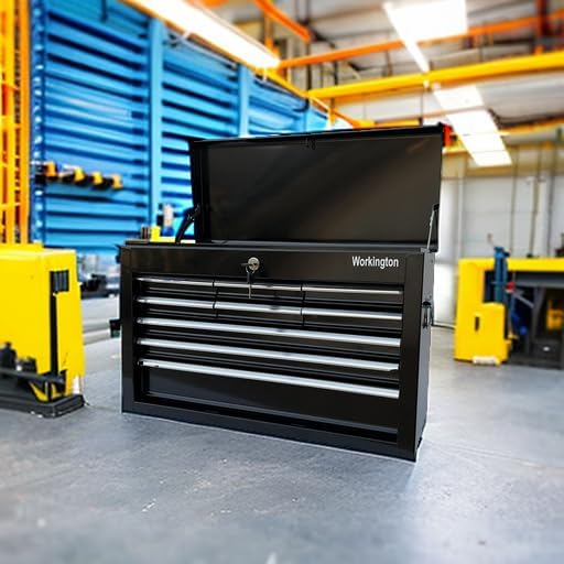 Workington Portable Metal Tool Chest with 9 Drawers, 24" 9-Drawer Tool Chest Cabinet with Ball Bearing Drawer Slides