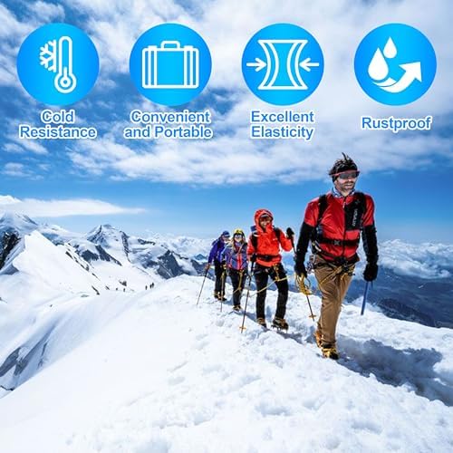 Ice Cleats for Shoes and Boots Crampons Snow Traction Cleats Anti Slip Overshoe 9 Steel Studs Shoe Grippers Slip-on Stretch Footwear for Women Men Kids Winter Hiking Climbing
