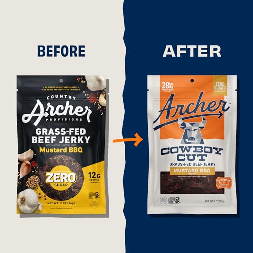 Archer Jerky Cowboy Cut Beef Jerky, Old Fashioned, Zero Sugar- 2 Oz, 6 Pack