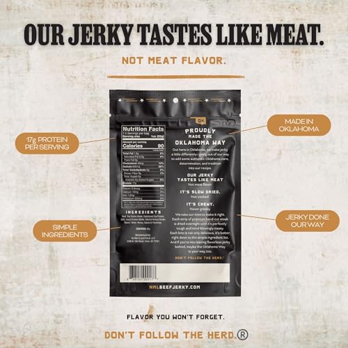 No Mans Land Slow-Dried Beef Jerky | Smoked & Seasoned Jerky Strips | High Protein, Low Carb Beef Snack | Gluten Free - MILD (16oz)