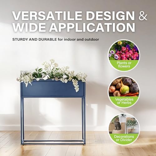 Cocoyard Metal Elevated Planter Box - 28" Raised Garden Bed with Legs for Indoor and Outdoor - Tall Rectangle Planter with Felt Liner