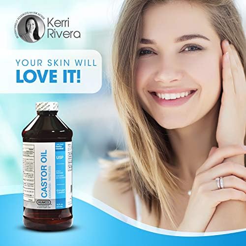 Castor Oil 16oz USP Food Grade Ultra Pure - Skin Healing Stimulate Growth of Hair Eyelashes Eyebrows - Cold Pressed Hexane Free Tasteless Odorless