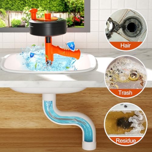 Drain Snake, 25ft Flexible Steel Drain Auger With Drill Adapter, Plumbing Unblocking Hand Auger