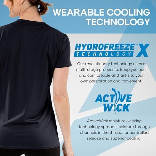 Arctic Cool Women's V-Neck Instant Cooling Moisture Wicking Performance UPF 50+ Short Sleeve Workout Shirt