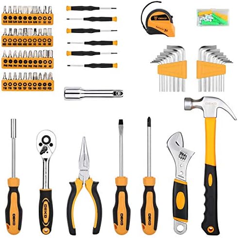 DEKOPRO 158 Piece Tool Set-General Household Hand Tool Kit,Auto Repair Tool Set, with Plastic Toolbox Storage Case