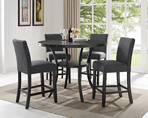 Biony Blue Fabric Counter Height Stools with Nailhead Trim, Set of 2
