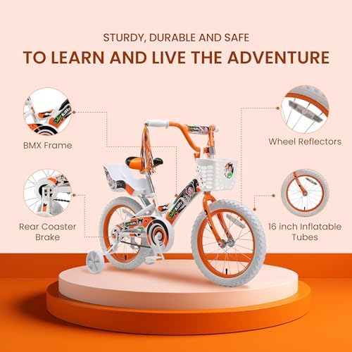 Titan Girls BMX Bike for Kids Ages 4-7, 16-Inch Wheels, 9-Inch Frame, Training Wheels, Toy Seat, Doll Basket, Streamers, First Bike, Princess Bicycle, Gift for Girls