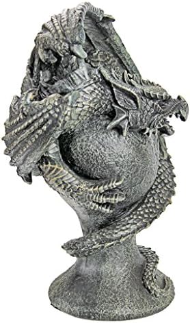Design Toscano The Dragon of Falkenberg Castle Moat Lawn Garden Statue, 28 Inch Long, 14 Inch Tall, Cast Stone Resin, Gray Stone Finish